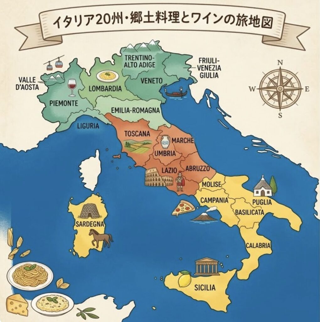 イタリア20州マップ